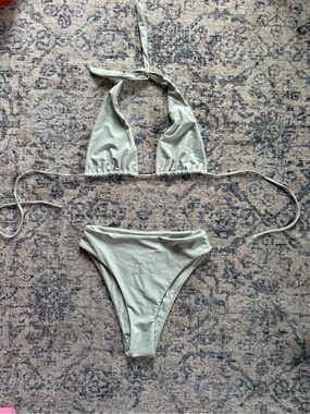 Aurelle Teal Halter Bikini Set